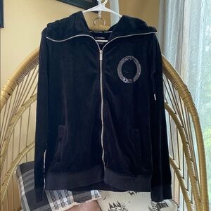Calvin Klein Black Velour Hoodie with Logo